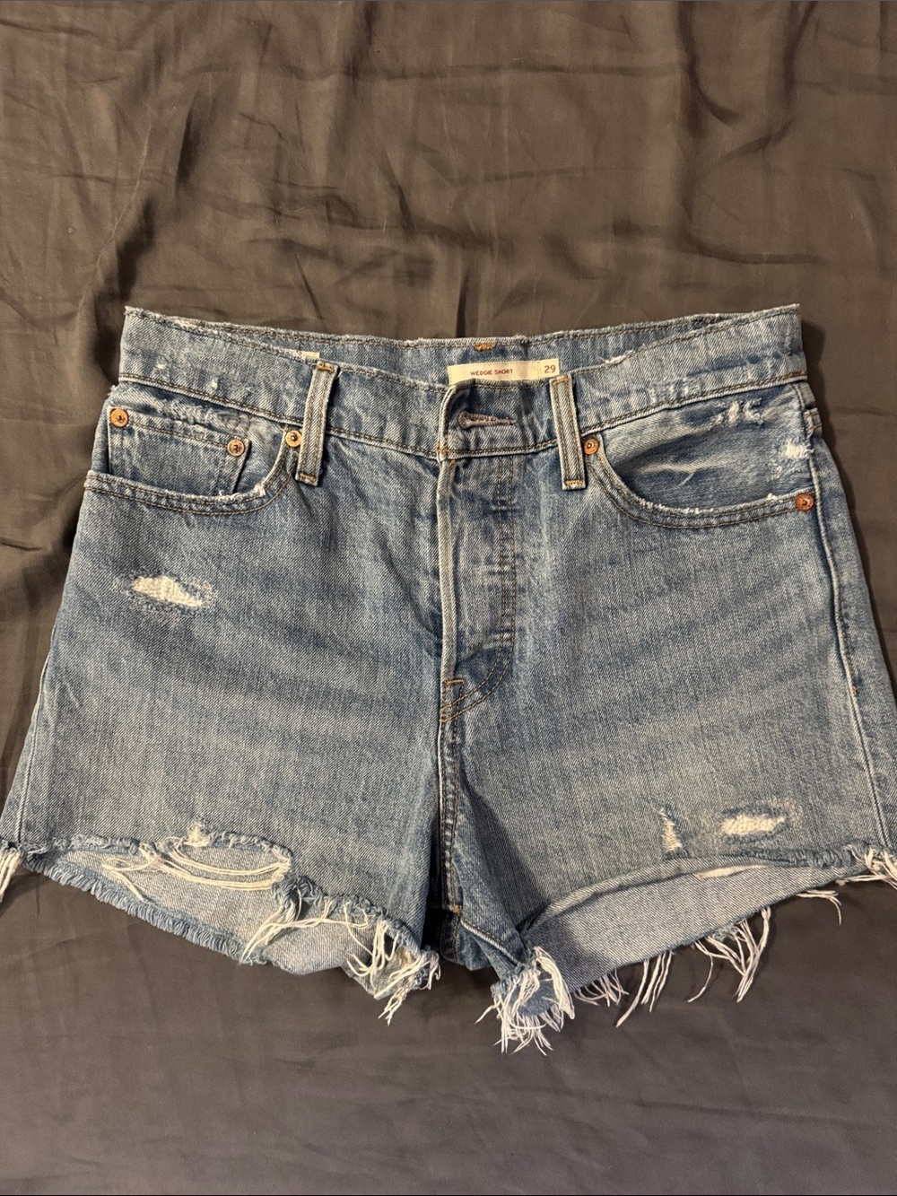 Levi's Wedgie Light Blue Distressed Denim Shorts